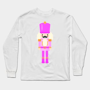 Pink On Pink Christmas Nutcracker Toy Soldier Graphic Art Long Sleeve T-Shirt